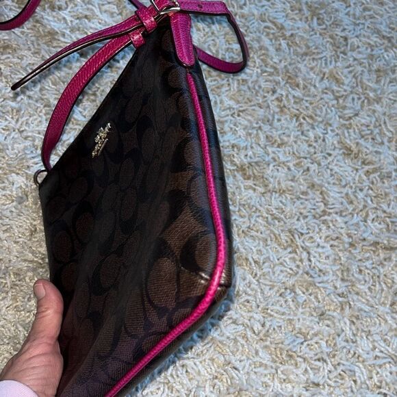 Coach Signature Crossbody Bag F35940 Brown & Pink Ruby - Picture 12 of 15